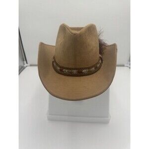 Vintage Larry Mahan Collection Cowboy Hat, Brown Felted Size 7 1/4 With Feather